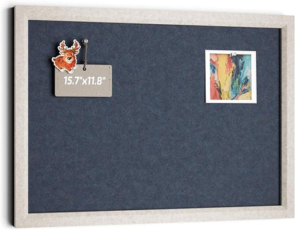 Fluxynara Felt Cork Board Alternative, Felt Bulletin Board 16" x 12" Oatmeal Frame with 8 Adhesive Tabs, Pin Board for Home Office, Classroom, Entryway, Kitchen Wall Decor—Navy Blue