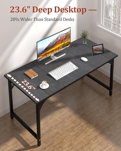 Computer Desk, 47.2" Office Desk, Extra Wide 23.62” Deep Desktop, 0.59” Thick Heavy-Duty Home Office Desks, Office Table with Steel Frame, Modern Wood PC Desk for Bedroom Study Writing Gaming Work
