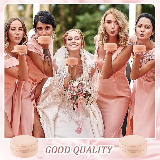 6 Pcs Travel Jewelry Case Bridesmaid Gift Boxes Jewelry Travel Organizer Small Round Jewelry Box Mini Storage PU Leather