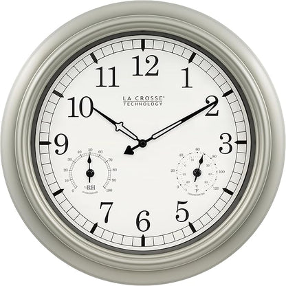 La Crosse Technology WT-3181PL-Q Quartz Time Analog Indoor/Outdoor Wall Clock, 18"
