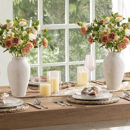 Vanselia Ceramic Flower Vase Home Decor - Large Tall Farmhouse Table Vases Rustic Vintage Living Room Kitchen Bedroom Decorations for House Book Shelf Office Coffee Desk Dining Fireplace (12" Rustic)