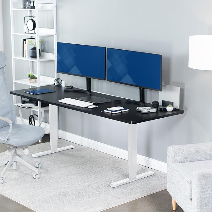 VIVO Electric 83 x 30 in Dual Motor Sit Stand Desk, Memory Height Adjustment, 2B Series, Black Top White Frame, DESK-KIT-2W8B