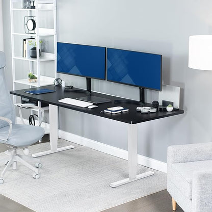 VIVO Electric 83 x 30 in Dual Motor Sit Stand Desk, Memory Height Adjustment, 2B Series, Black Top White Frame, DESK-KIT-2W8B