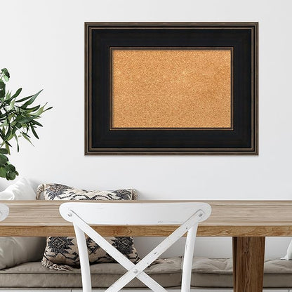 Amanti Art Natural Cork Board for Wall, 20x26 Vision Board with Brown Wood Frame, Small Corkboard Office Decor for Home Organization, Casual Corkboard Pinboard to Display Items for Home Organization
