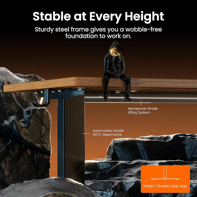 ErGear Electric Standing Desk, 44 x 24 Inches Height Adjustable Stand up Desk, Sit Stand Home Office Desk, with Two-Piece Desktop (Vintage Brown)
