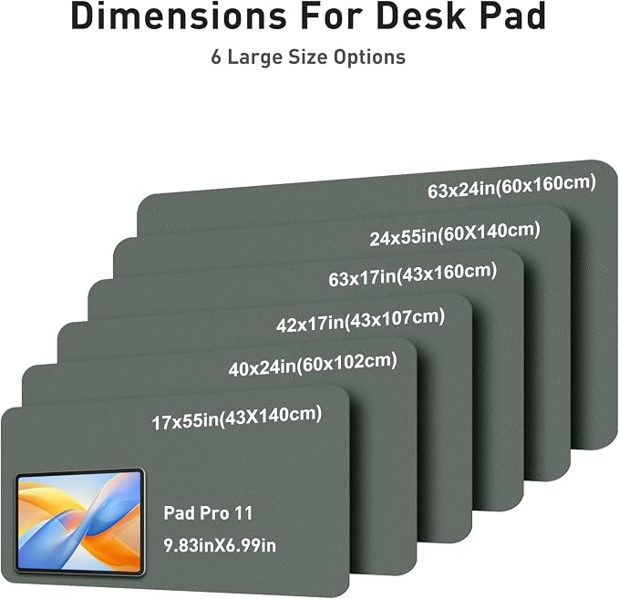 Aothia Faux Leather Desk Mat - Large Mouse Pad, Non-Slip PU Leather Blotter, Waterproof Writing Surface for Office and Home (Jungle Green, 42" x 17")