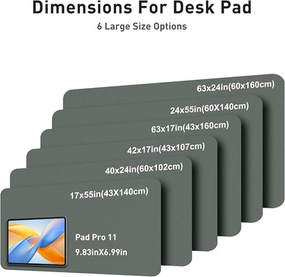 Aothia Faux Leather Desk Mat - Large Mouse Pad, Non-Slip PU Leather Blotter, Waterproof Writing Surface for Office and Home (Jungle Green, 42" x 17")