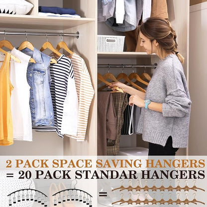 InPoTo Legging Organizer for Closet, Metal Yoga Pants Hangers 2 Pack w/10 Clips Holds 20 Leggings, Space Saving, Clips Hanger for Pants, Shorts, Scarf, Hats Black