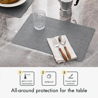 Faux Leather Placemats Set of 6 Vinyl Washable Wipeable Table Mats for Kitchen Dining Table Heat Resistant Waterproof Modern Indoor/Outdoor Placemats Non-Slip Easy Clean Place Mats (Stargaze)