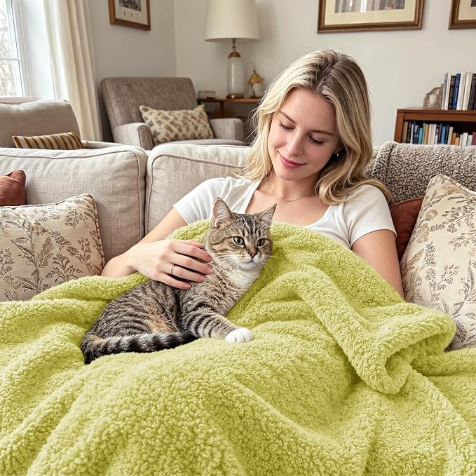 Exclusivo Mezcla Fleece Twin Size Bed Blanket, Ultra Soft, Lightweight and Fuzzy Light Green Blanket for Women, Home Decor, 60x80 Inches