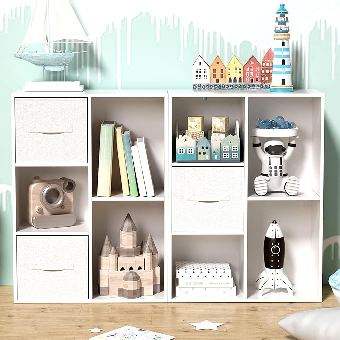 Cube Bookshelf, White Wooden Cube Storage Organizer, Freestanding Book Shelf, Cubby Shelf, Perfect Shelves for Bedroom, Kids Room, Closet, Classroom & Office (5-Cube)