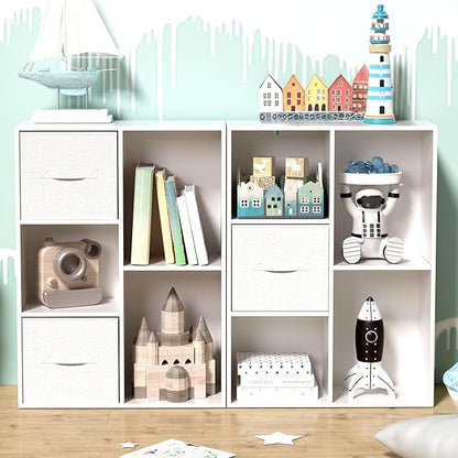 Cube Bookshelf, White Wooden Cube Storage Organizer, Freestanding Book Shelf, Cubby Shelf, Perfect Shelves for Bedroom, Kids Room, Closet, Classroom & Office (5-Cube)
