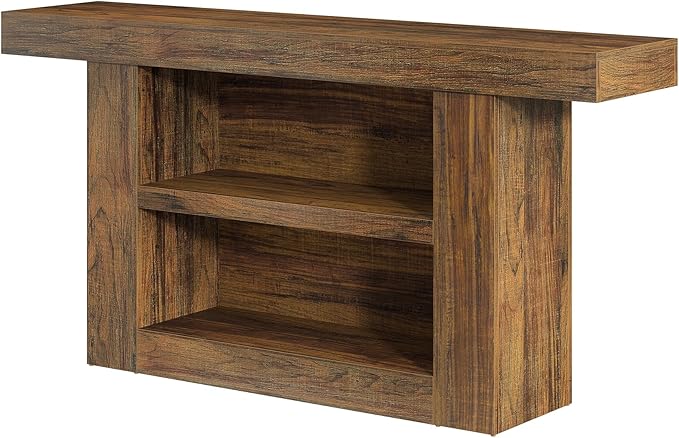 Tribesigns 63-Inch Console Table with Storage, 3-Tier Farmhouse Entryway Table with U-Shaped Base, Wooden Sofa Table Behind The Couch for Entrance, Hallway, Living Room Foyer, Brown