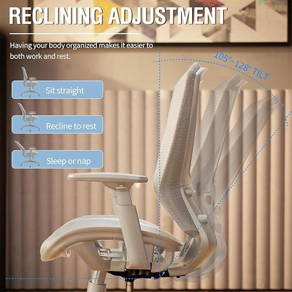 ELABEST T96 Mesh Office Chair,Ergonomic Computer Desk Chair,Sturdy Task Chair- Adjustable Lumbar Support & Armrests,Tilt Function,Comfort Wide Seat,Swivel Home Office Chair