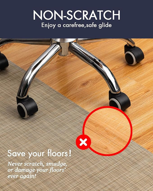 BARoyal Office Chair Mat for Hardwood Floor Under Desk Computer Rolling Chair Mat for Wood/Tile Floor Non-Slip Heavy Duty Desk Rug PVC Plastic Hard Floor Protector 45" x 53"(Linen)