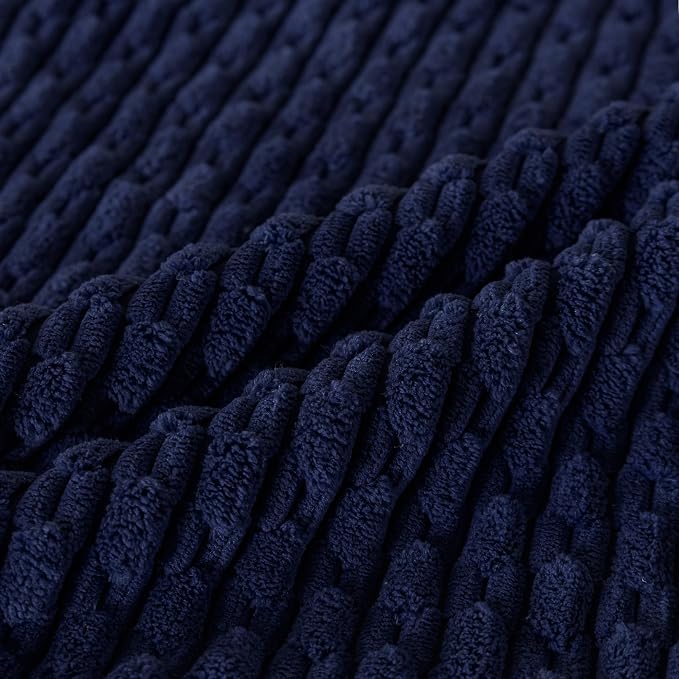 Set of 4 Navy Blue Decorative Throw Pillow Covers 24x24 Inch Corduroy Pillow Covers for Bed Couch Sofa Living Room Soft Square Cushion Cases