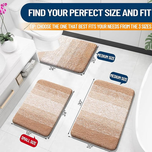 OLANLY Bathroom Rugs Mat 34x21, Extra Soft Absorbent Microfiber Bath Rugs, Rubber Backing, Quick Dry, Machine Washable Bath Mats for Bathroom Floor, Tub and Shower, Home Decor Accessories, Beige