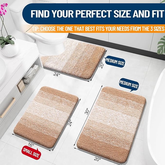 OLANLY Large Bathroom Rugs Mat 45x27, Extra Soft Absorbent Microfiber Bath Rugs, Rubber Backing, Quick Dry, Machine Washable Bath Mats for Bathroom Floor, Tub and Shower, Home Decor Accessories, Beige