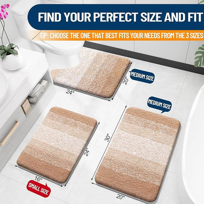 OLANLY Large Bathroom Rugs Mat 45x27, Extra Soft Absorbent Microfiber Bath Rugs, Rubber Backing, Quick Dry, Machine Washable Bath Mats for Bathroom Floor, Tub and Shower, Home Decor Accessories, Beige