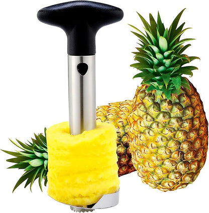 Pineapple Corer Stainless Steel Pineapple Corer Slicer Manual Pineapple Core Remover Cutter with Serrated Tips Black