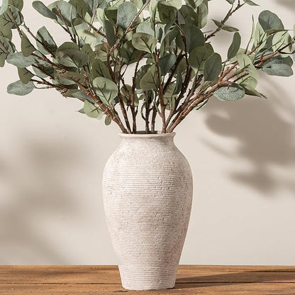 Vanselia Ceramic Flower Vase Home Decor - Large Tall Farmhouse Table Vases Rustic Vintage Living Room Kitchen Bedroom Decorations for House Book Shelf Office Coffee Desk Dining Fireplace (12" Retro)