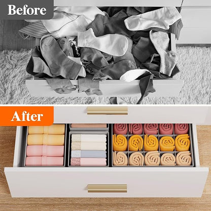 Lifewit Underwear Drawer Organizer for Closet 16 Pack, 3 Sizes Dresser Organizer Dividers, Deep Fabric Foldable Drawer Storage Organizer Bins for Clothes, Sock, Bra, Lingerie, Undies