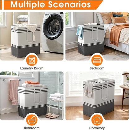 4 Pack Large Laundry Baskets, Laundry Hampers, Freestanding Waterproof Collapsible Clothes Bag with Extended & Reinforced Handles - Clothes Basket for Dorm, Bathroom, Home (100L)