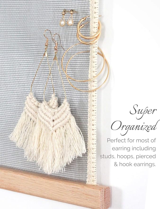 Heesch Earring Organizer Holder Display Wall Mount Hanging Jewelry Stud Earrings Necklaces Holder for Women Girls Hair Clips Hanger