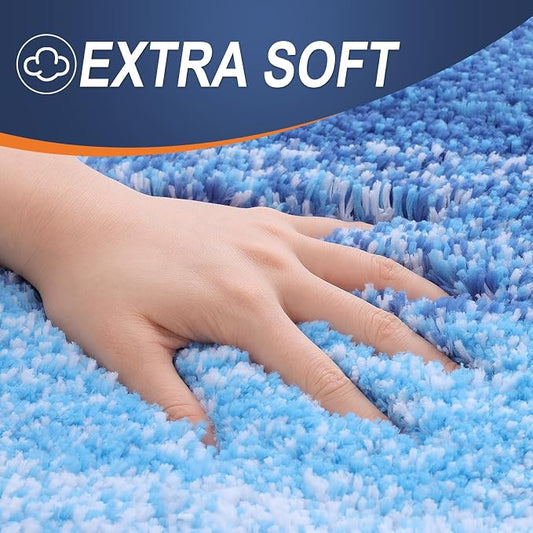 OLANLY Large Bathroom Rugs Mat 44x32, Extra Soft Absorbent Microfiber Bath Rugs, Rubber Backing, Quick Dry, Washable Bath Mats for Bathroom, Tub and Shower, Home Decor Accessories, Light Royal Blue