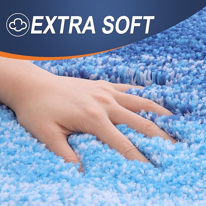 OLANLY Small Bathroom Rugs Mat 24x16, Extra Soft Absorbent Microfiber Bath Rugs, Rubber Backing, Quick Dry, Washable Bath Mats for Bathroom, Tub and Shower, Home Decor Accessories, Light Royal Blue
