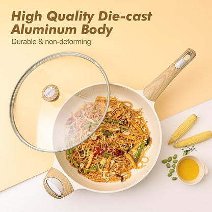 SENSARTE Ceramic Cookware Sets, Pots and Pans Set Non stick, 14 Piece Induction Cookware, Non toxic Healthy Non Stick Kitchen Cooking Set, with Frying Pans Set, PFAS PTFE PFOA PFOS Free