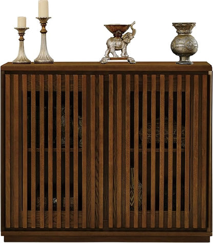 LKTART Buffet Cabinet Sideboard with Storage, Mid Century Modern Accent Credenza Cabinet with Doors & Shelves, Wood Coffee Bar Console Table for Dining Room,Kitchen,Entryway-Walnut