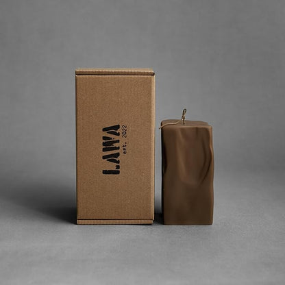 LAWA Raw Block Candle - Beautiful Handmade Pillar Scented Soy Wax Elegant Aesthetic Candle Housewarming Gift Home Room Shelf Decor Idea (Kobicha, Large)