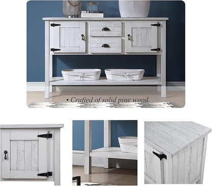 LKTART Solid Wood Farmhouse Console Table,Sofa Table with Storage Drawers and Shelves,Entryway Table for Entry Hallway Foyer Sofa Side Table,Easy Assembled (48" Antique White)