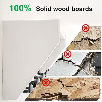 SKOLOO Wall Shelf with Hooks, 24-Inch White Coat Rack Wall Mount with Shelf Organizer - Heavy Duty, 4 Tri Hooks - Perfect for Entryway, Hallway, Living Room, Bedroom, Mudroom