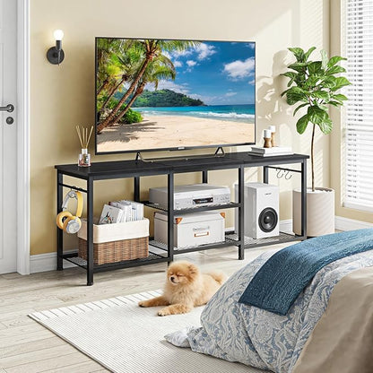 YGEOMER TV Stand for TVs Up to 50 Inch, Entertainment Center for Living Room, Bedroom, Black
