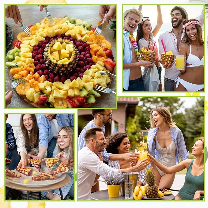 OOKUU Pineapple Corer Cutter, Stainless Steel Fruit Pineapple Peeler Slicer [Upgraded, Reinforced, Thicker Blade], Pineapple Core Remover with Measure Mark, for Diced Pineapple Ring (Blue)