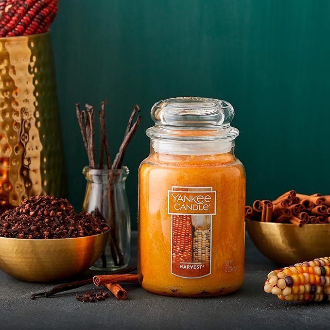 Yankee Candle Harvest Scented Classic 22oz Large Jar Single Wick Aromatherapy Candle Over 110 Hours of Burn Time Apothecary Jar Fall Scented for Home