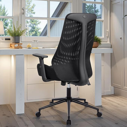 HYLONE Ergonomic Office Chair, Tall Back Chair 5" Thickened Seat Desk Chair with Adjustable Armrests, Home Office Computer Chairs for Long Hours Mesh Executive Chair(Black)