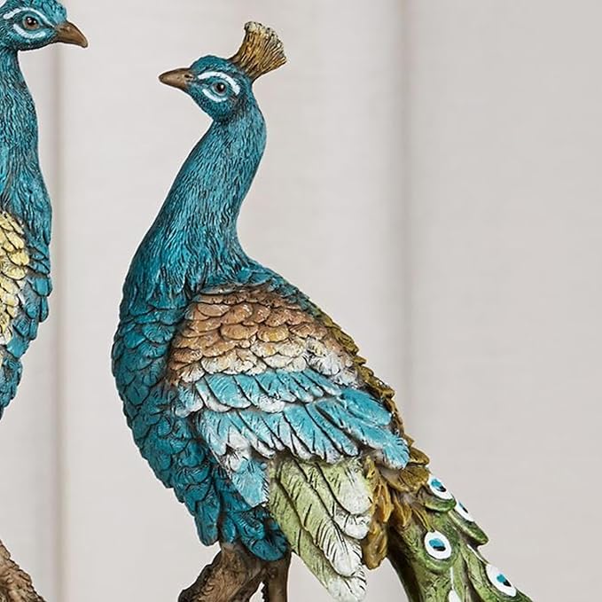 Touch of Class Ardent Peacock Realistic Table Sculpture | Elegant Decor for Bedroom, Living Room, Office Desk