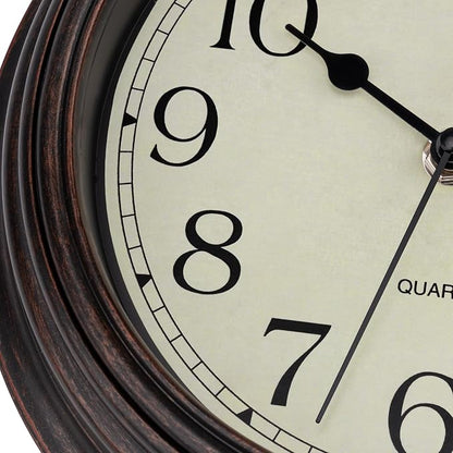 Foxtop 9 Inch Wall Clock Battery Operated Silent Non-Ticking Small Classic Vintage Retro Wall Clock Decorative for Kitchen Living Room Home Office (Bronze)