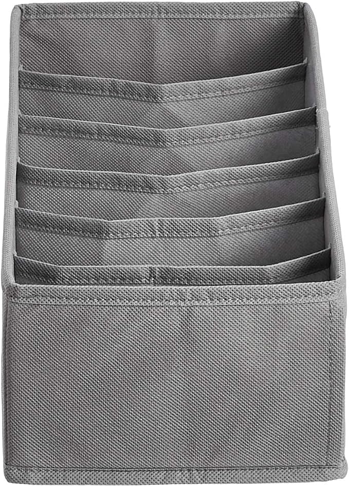 Amazon Basics Deep Drawer Organizer for Clothes, Collapsible Storage Boxes for Socks, Underwear and Baby Items, Set of 4, Gray | Pack of 2