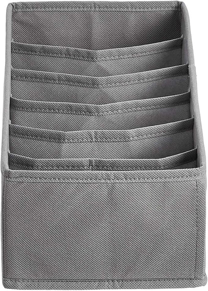 Amazon Basics Deep Drawer Organizer for Clothes, Collapsible Storage Boxes for Socks, Underwear and Baby Items, Set of 4, Gray | Pack of 2