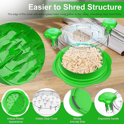 Chicken Shredder Tool Twist Large Chicken Breast Shredder with Brush&Fork, Visible Meat Shredder Machine, Strong Anti-Slip Strip, Ergonomic Handle, BPA Free, Suitable for Pork Beef Chicken