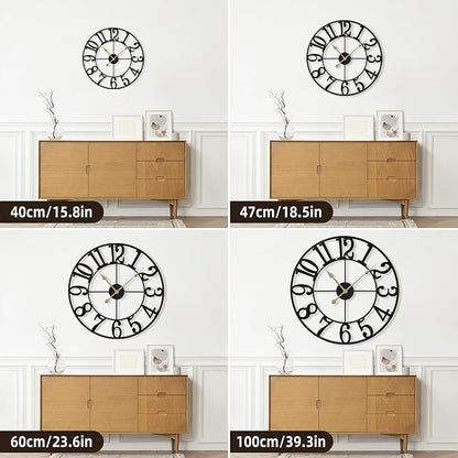 1st owned Large 24 Inch Silent Non-Ticking Wall Clock - Battery Operated, Metal Vintage Retro Decorative Modern Wall Clock for Bedroom, Kitchen, Office, Farmhouse Decor