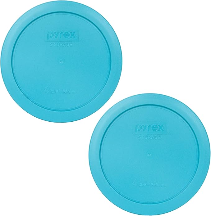 Pyrex 7201-PC 4-cup Surf Blue Replacement Food Storage Lid, Made in the USA - 2 Pack