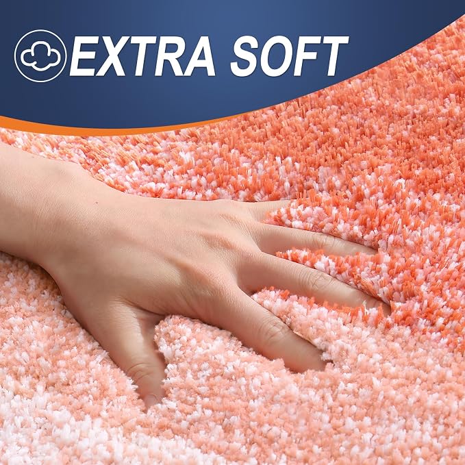 OLANLY Bathroom Runner Rugs Mat 59x20, Extra Soft Absorbent Microfiber Bath Rugs, Rubber Backing, Quick Dry, Washable Long Bath Mats for Bathroom Floor, Tub and Shower, Home Decor Accessories, Coral