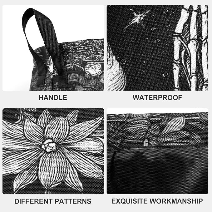 Skull Laundry Basket Waterproof Laundry Hamper Foldable Laundry Bag with Handles for Bedroom, Bathroom, Office, Clothes Storage