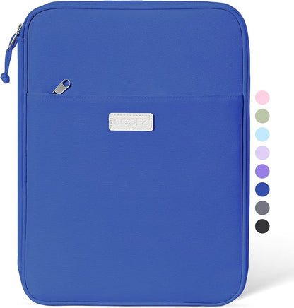 Sooez Zipper Binder Bag, 1 Inch Binders 3 Ring O-Ring, 5-Tab Dividers Expanding File Folder, 500-Sheet Capacity Three Ring Binder, Dark Blue