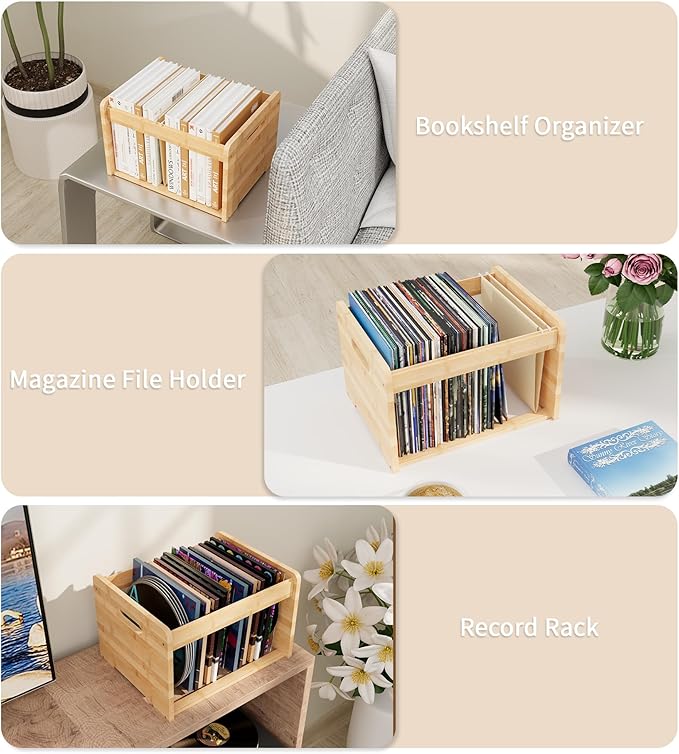 LONTAI Bamboo Hanging File Organizer, Office Desk File Organizer for Letter Size, Wood Hanging File Folders Organizer Record Holder Storage Stand Bookshelf Easy Assembly, Natural